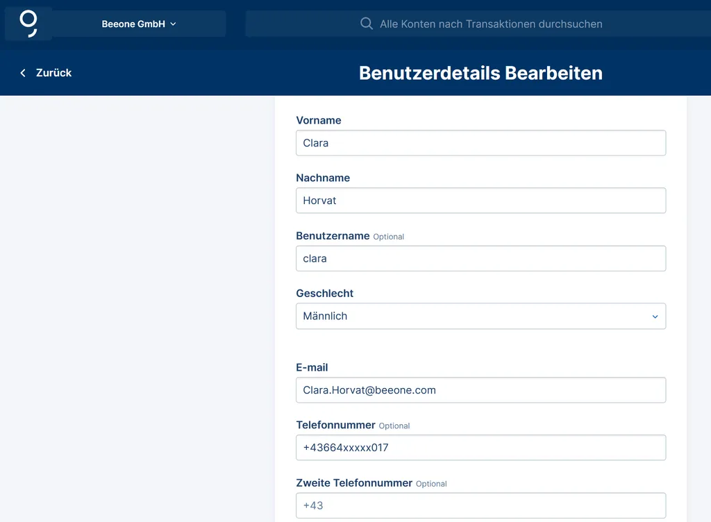 Benutzerdaten bearbeiten