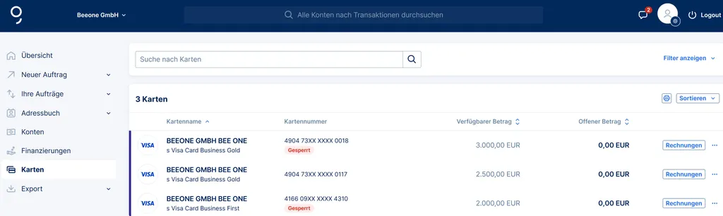 Ihre Kartenübersicht