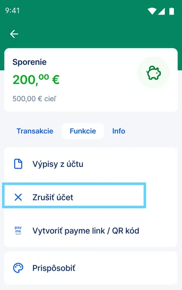 Zrušenie sporiaceho účtu