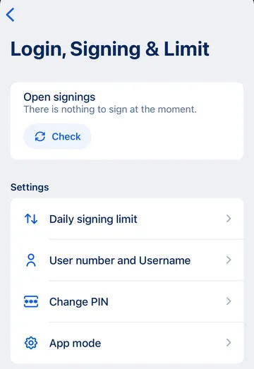 George app - login, signing and limit