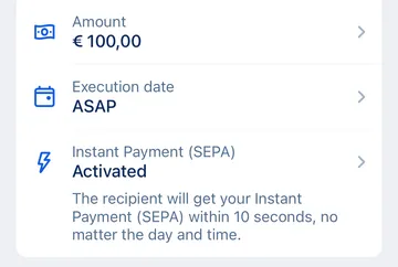 Instant Payments (SEPA) - activated