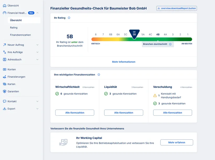 Der neue Working Capital Simulator in der Financial Health Zone