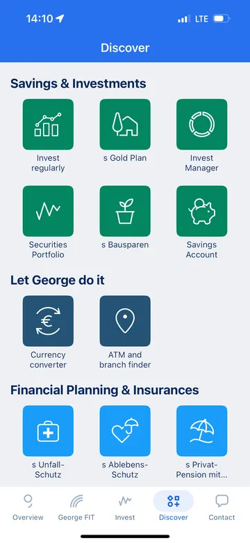 Savings and Investments in Discover: George App