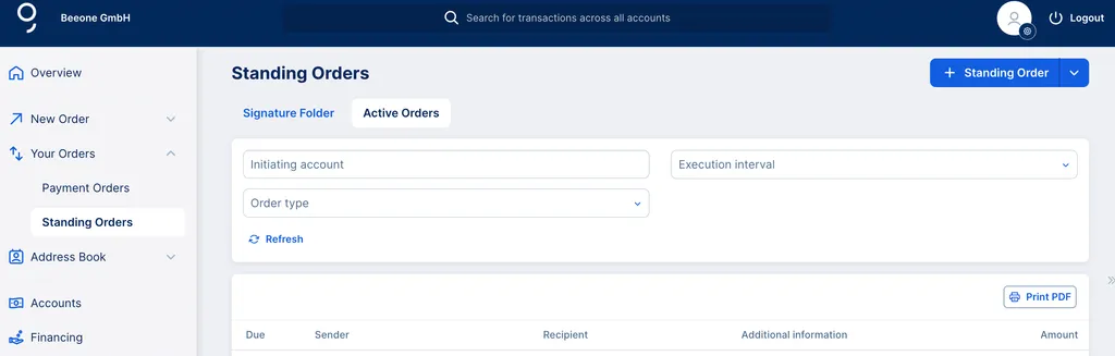 List of standing orders 