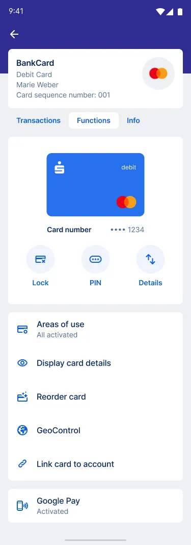 Functions debit card