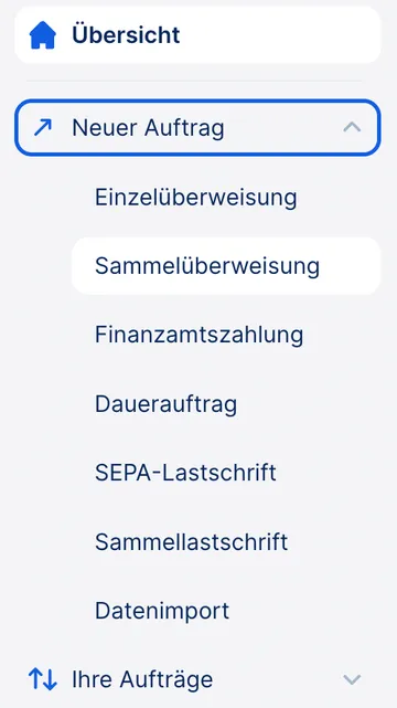 Sammelüberweisung von Übersicht