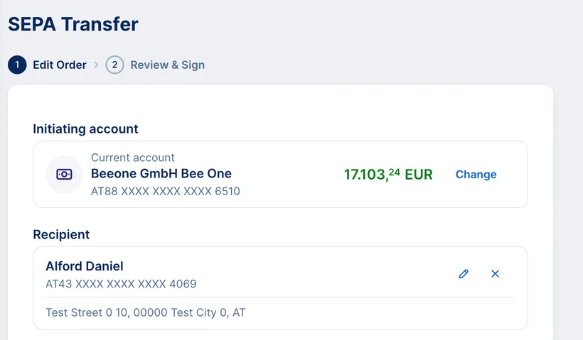 Edit Business Contact in transfer