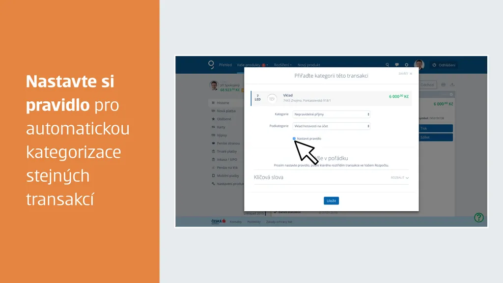 Jak kategorizovat platbu krok 5