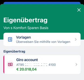 Eigenübertrag Option - George app