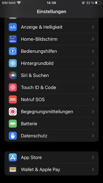 iOS Einstellungen