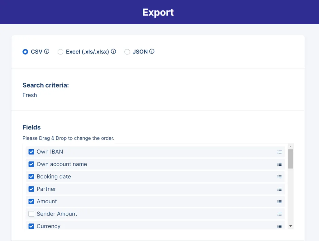 Export of search results