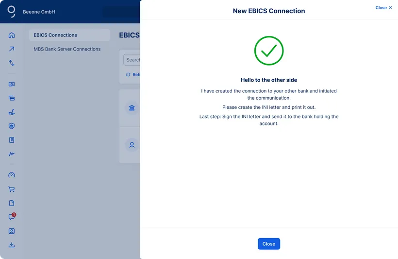 New EBICS connection success