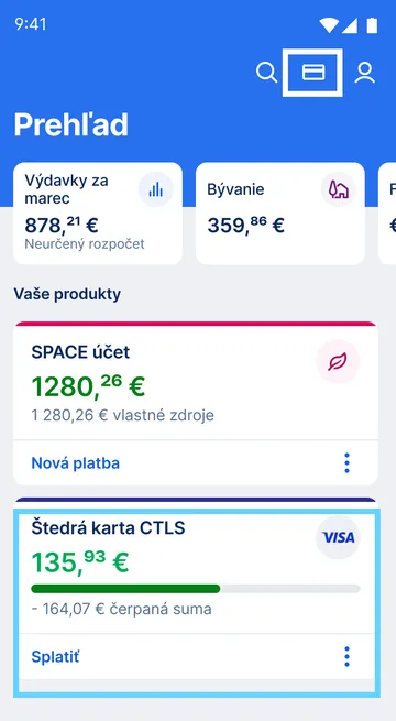 výber karty app