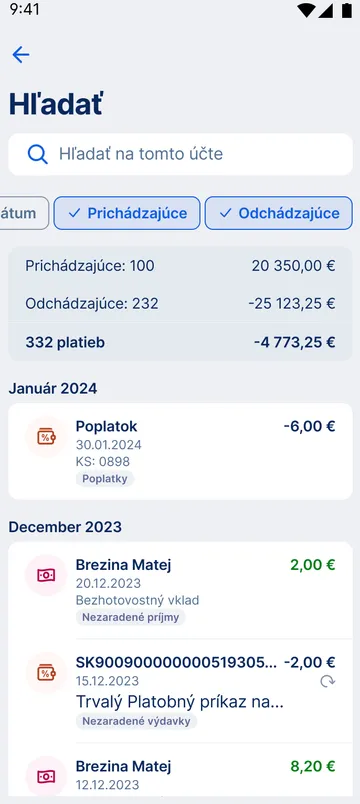 vyhľadávanie podľa druhu platby app