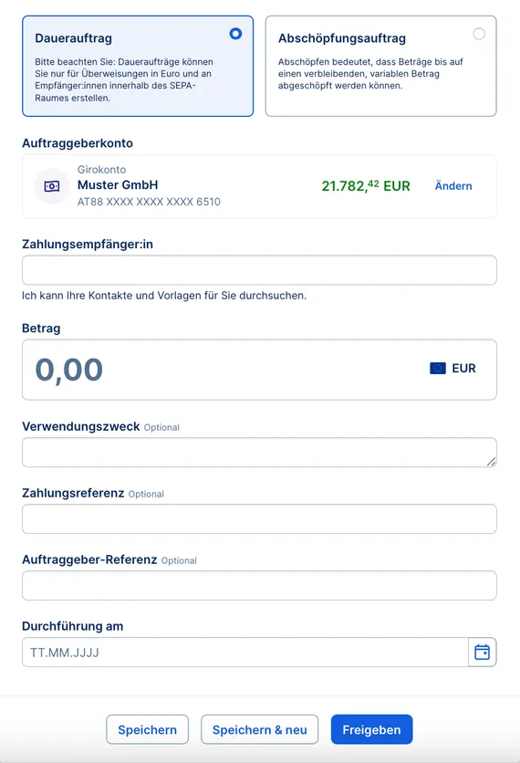 Dauerauftrag Details