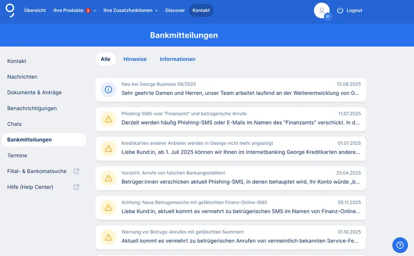 George Web - Bankmitteilungen