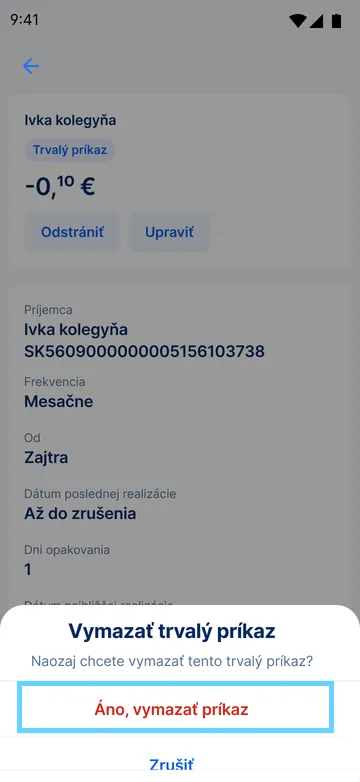 Zrušenie trvalého príkazu