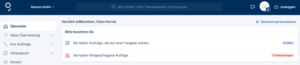 Das Bitte Beachten Sie Widget in der Übersicht