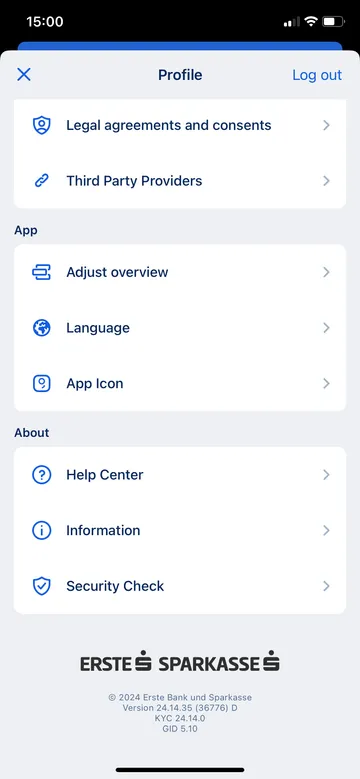 George app settings iOS