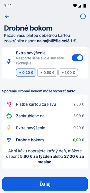 Extra navýšenie pri Drobné bokom