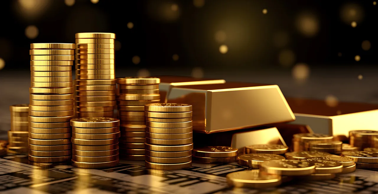 Goldmünzen und Goldbarren