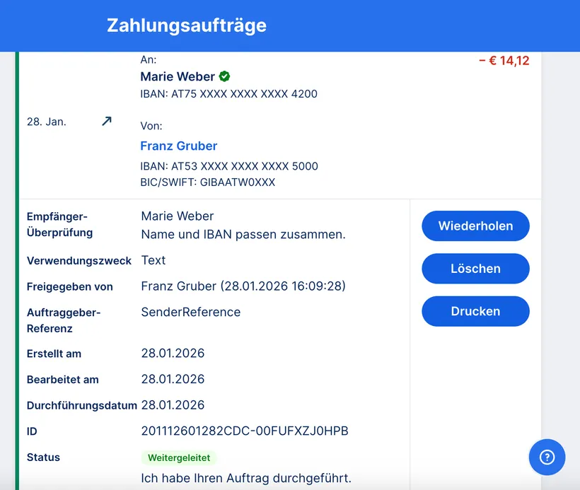 Abgeschlossener Auftrag Details - George Web