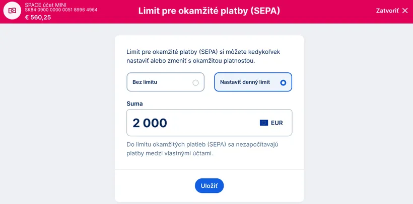 Limit pre okamžité patby