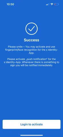 s Identity registration success