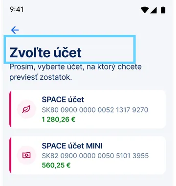 Výber účtu