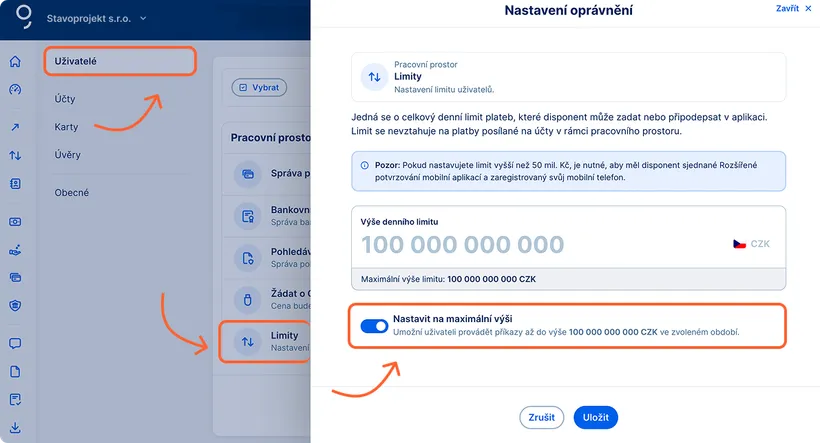 Nastavení limitu pro plaby