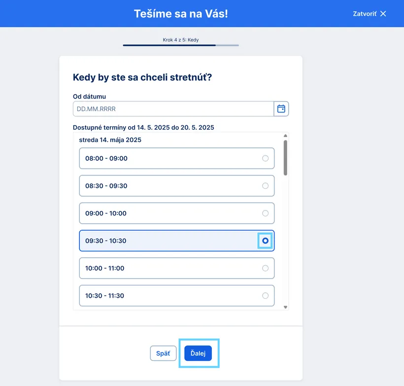výber termínu stretnutia
