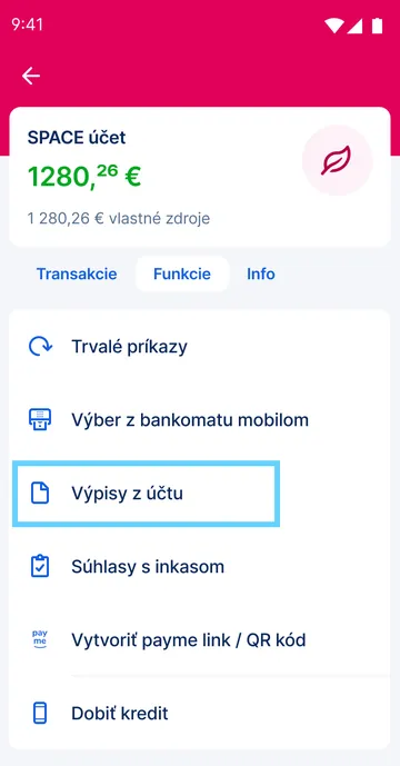 výpisy z účtu