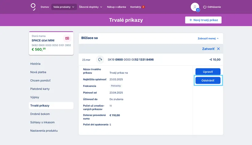 Stlačiť Odstrániť