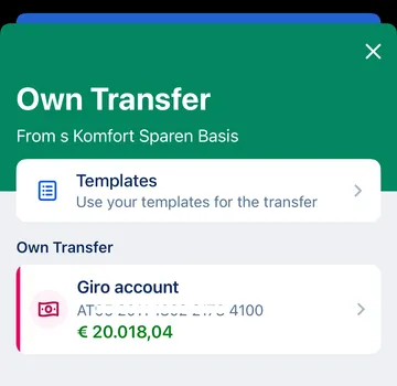 Own Transfer option - George app