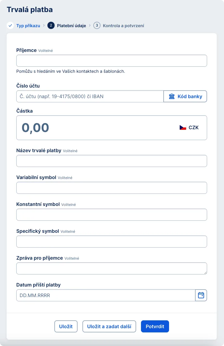 Detail trvalého příkazu