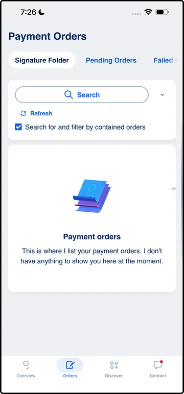 Payment orders section