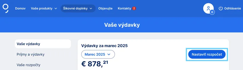 nastavenie rozpočtu web