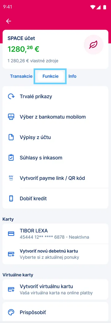 funkcie v applikácii