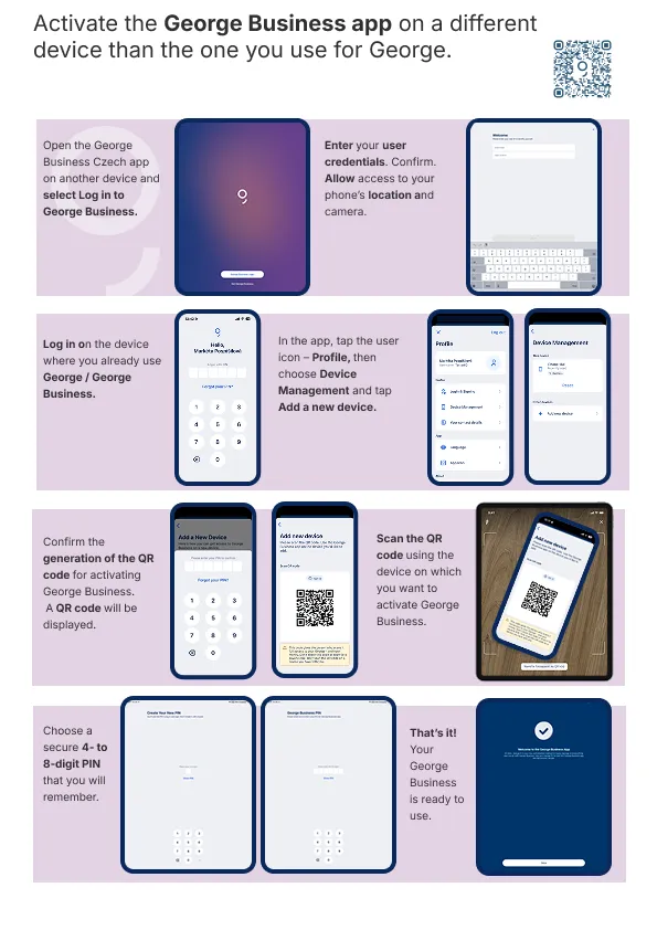 How to activate George Business app on a different device than the one you use for George