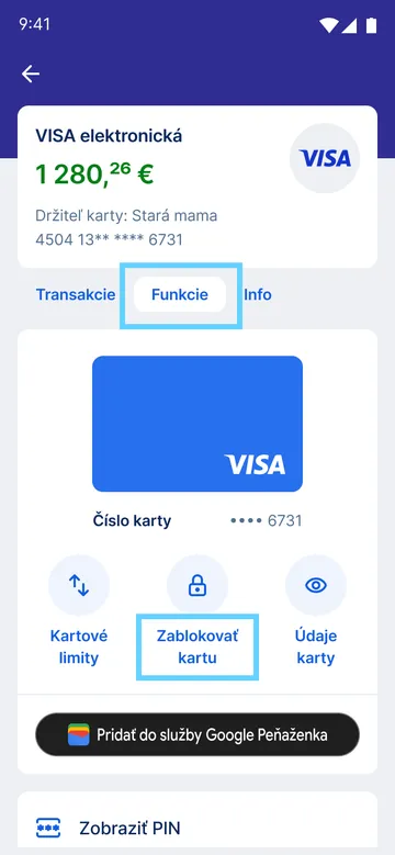 výber karty app