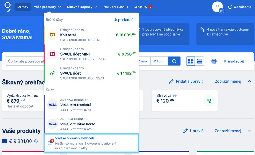 prehľad čakajúcih príkazov na všetkých účtoch