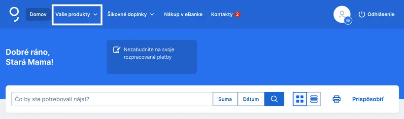 prehľad produktov web