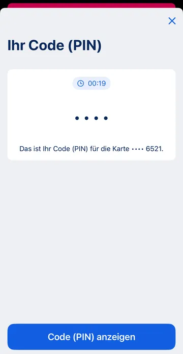 PIN-Anzeige in der George App
