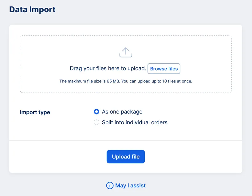 Data import options