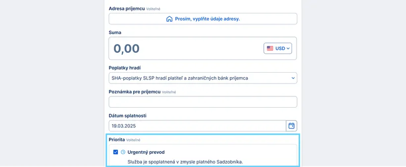 zadanie urgentného prevodu web