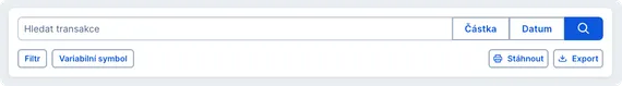 Vyhledávání transakcí na kartě