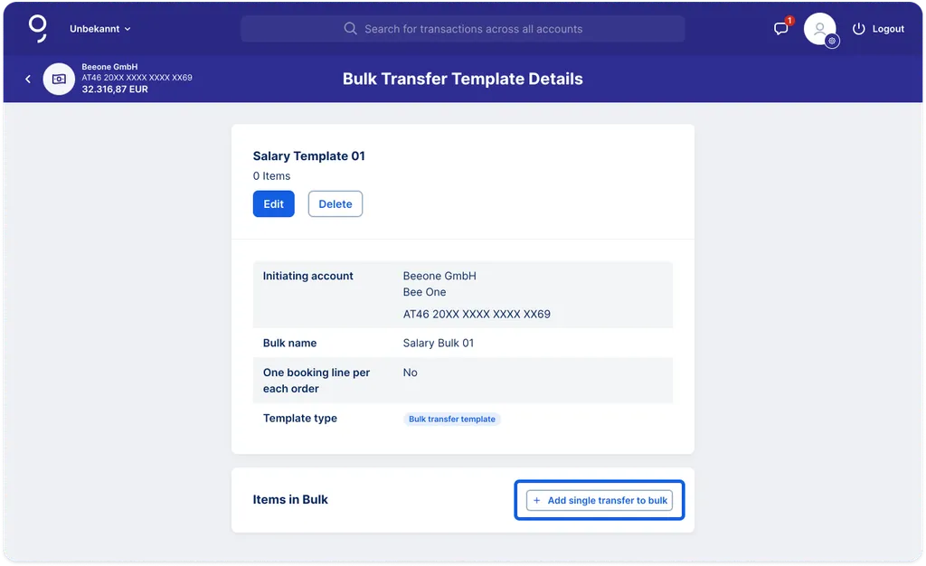 Add New Transfer