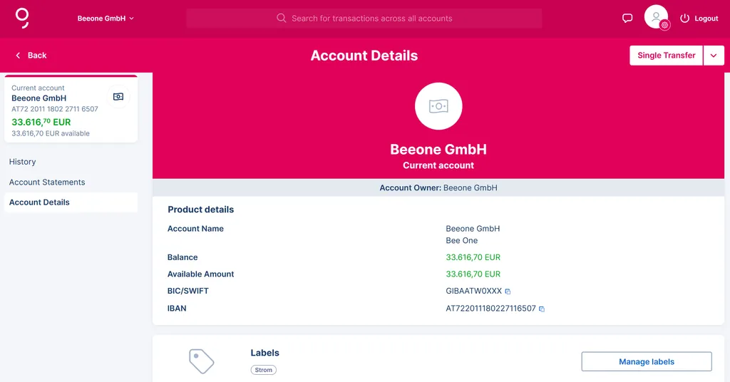 Your account details