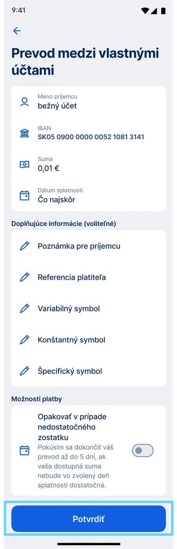údaje prevodu app
