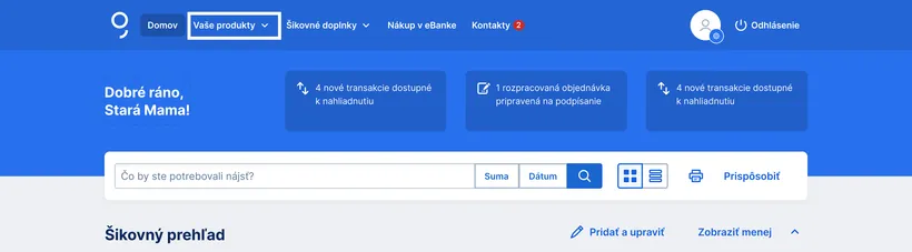 výber karty web